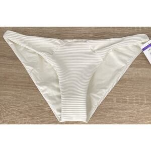 L Space Women's Sol Swim Bikini Bottoms Cream Off White Ribbed Size Medium